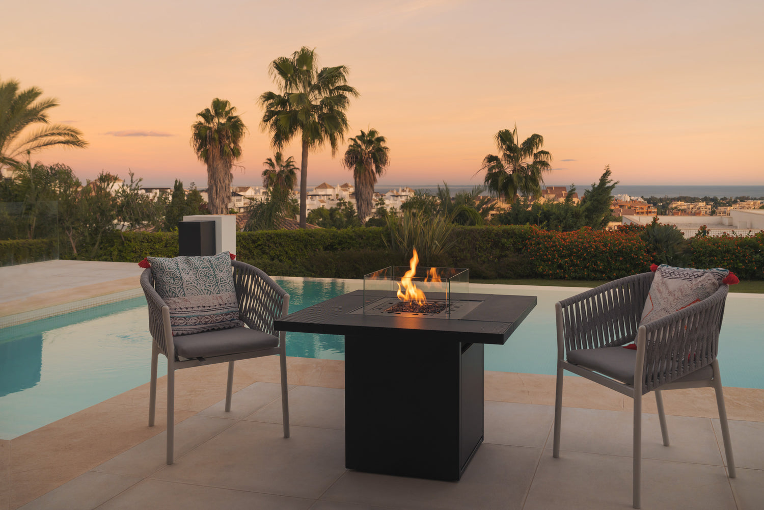 table with fire pit